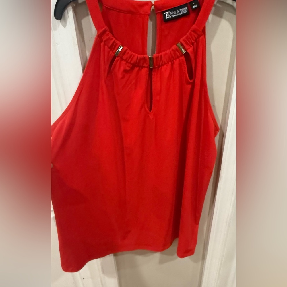 New York & Company Red Sleeveless Top
